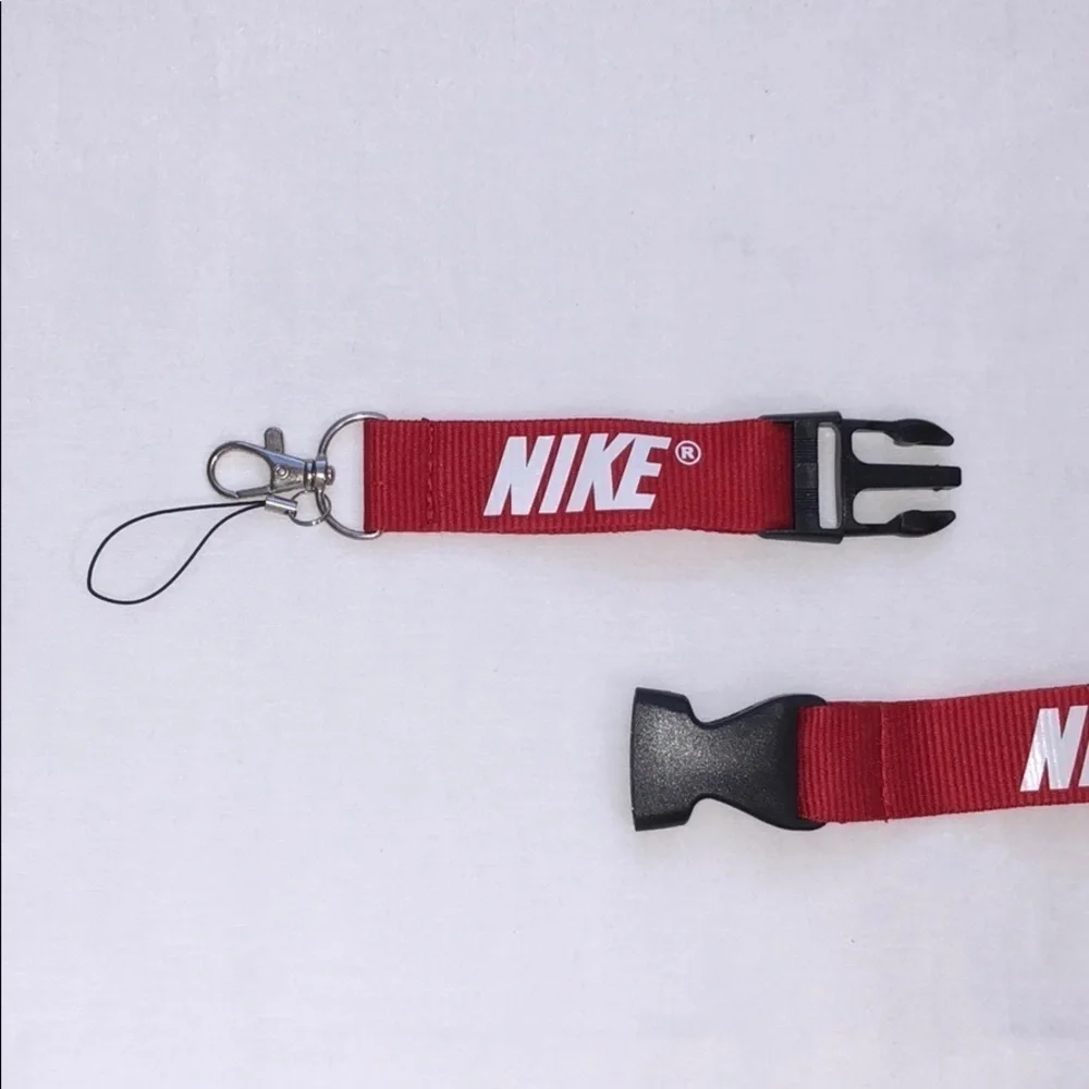 New Nike Red and White Lanyard ID Badge Keychain